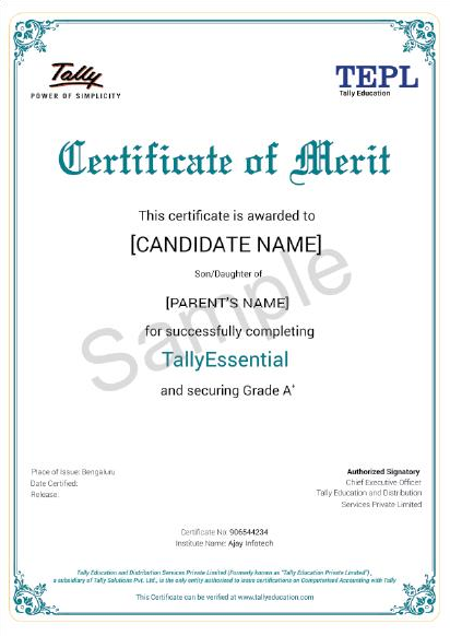 Tally Certificate